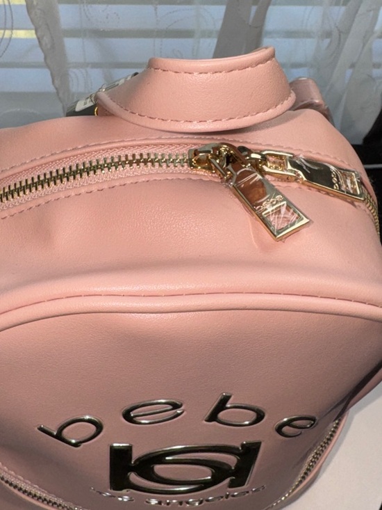 bebe Kayla Blush Pink Logo Mini Backpack with Gold Hardware main image 6